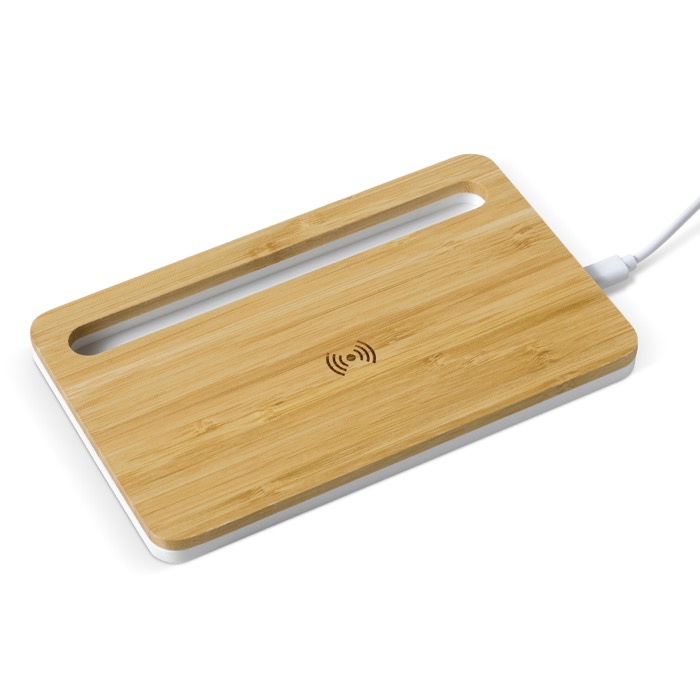 Chargeur sans fil en bambou élégant au format Bamboo Tray