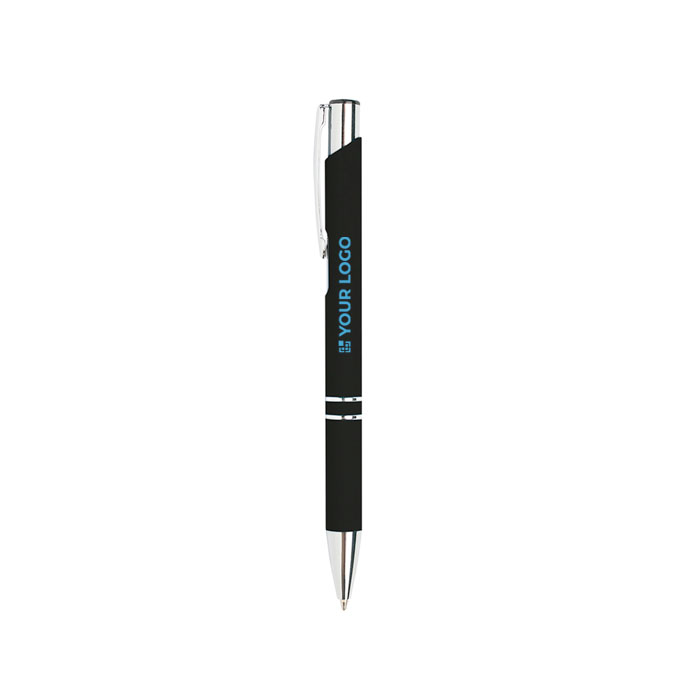 Stylo avec logo en alu avec corps caoutchouté et encre noire Glober