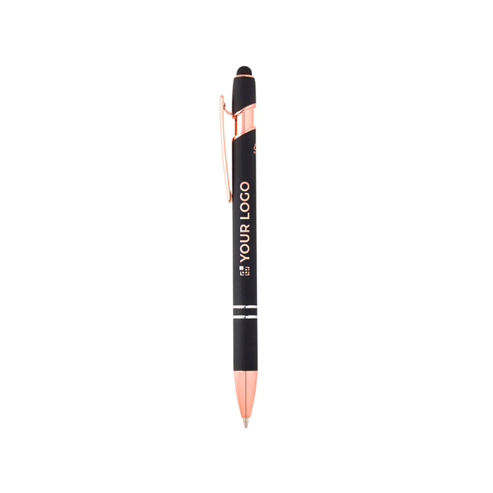 Stylo en aluminium recyclé avec détails rose gold, encre bleue