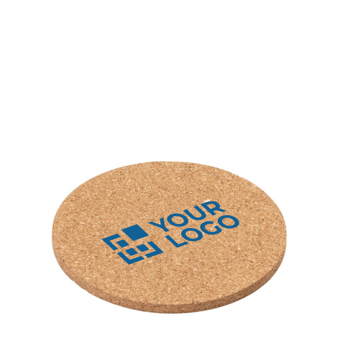 Sous-verre rond personnalisé en liège avec logo avec zone d'impression
