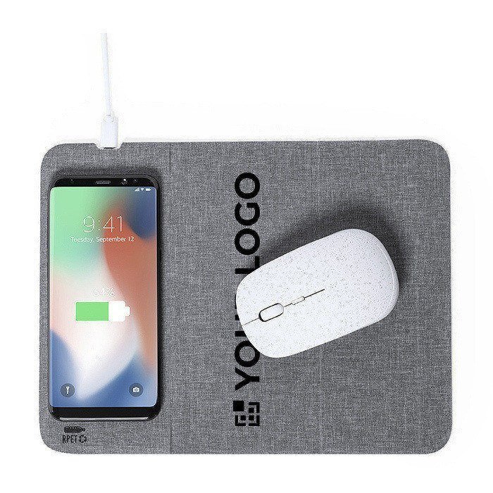 Tapis de souris pliable avec chargeur sans fil en RPET vue principale