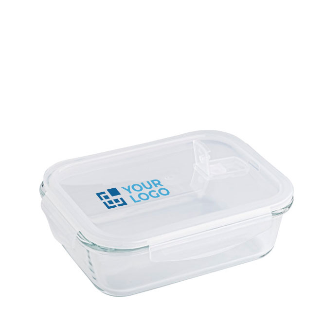 Lunch box en verre transparent avec couvercle hermétique 1000ml Crystal couleur transparent avec zone d'impression
