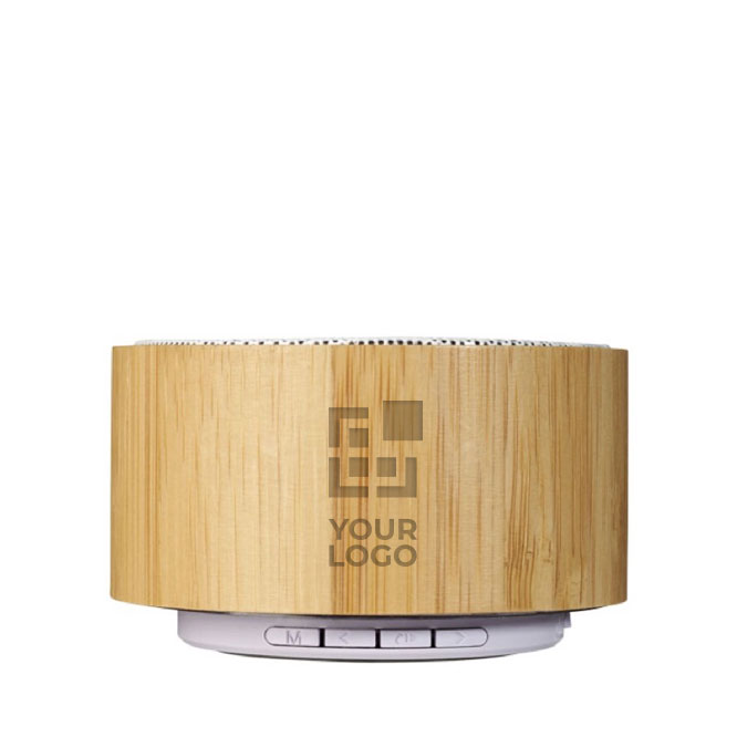 Enceinte Bluetooth personnalisée pas chère en bambou Bamboo avec zone d'impression