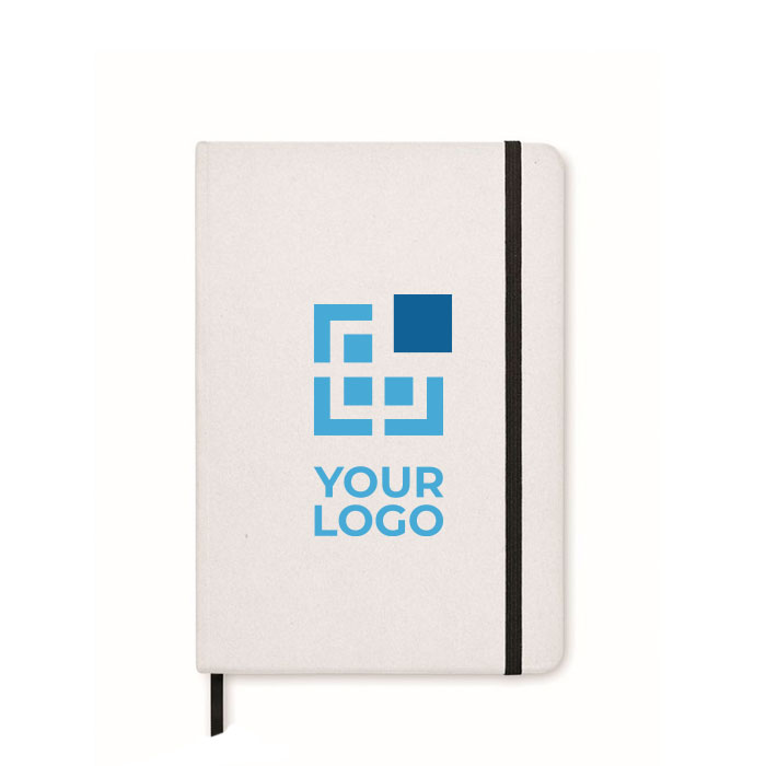 Carnet recyclé avec StonePaper A5 feuilles lignées couleur blanc vue avec zone d'impression