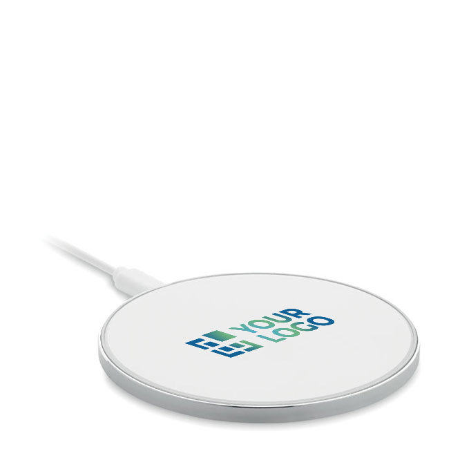 Chargeur sans fil élégant et personnalisable vue avec zone d'impression