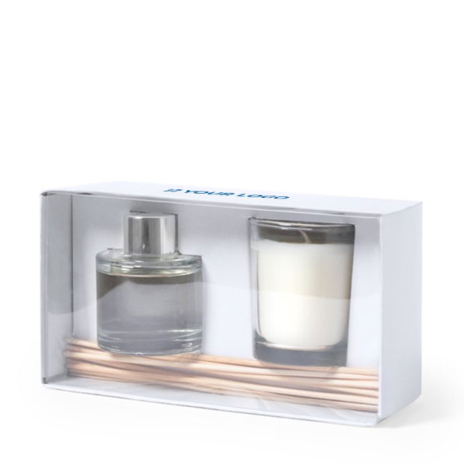 Coffret aromatique avec diffuseur 50 ml et bougie parfumée Wellness vue principale