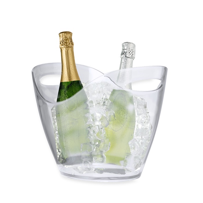 Seau à Glace Acrylique 3 Litres - Pour Champagne, Vin, Bière - Poignée Pratique - Idéal Fêtes, Barbecue, Pique-nique