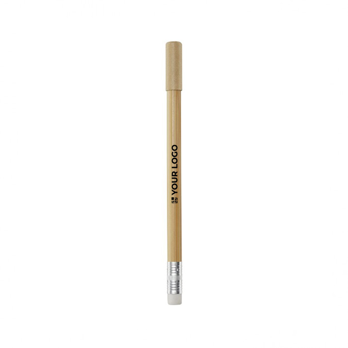 Crayon stylo ''infini'' en bambou avec gomme sans encre avec zone d'impression