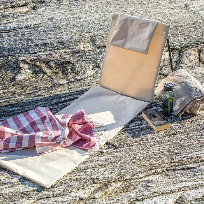 Tapis De Plage Avec Dossier Pliable - Tissu Oxford, Poche Zippée - Léger Et Compact Pour Voyage
