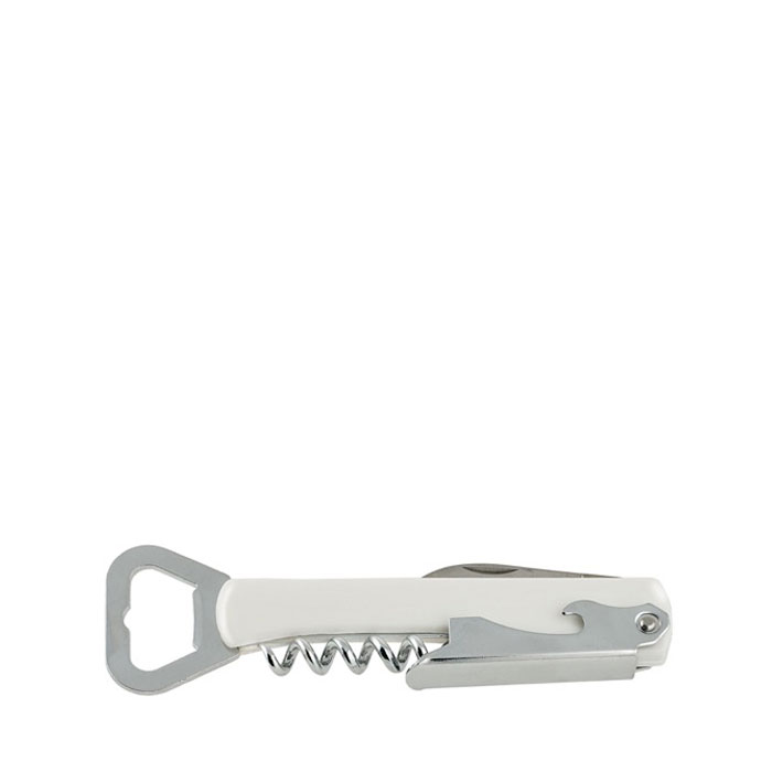 Tire-bouchon personnalisé avec décapsuleur couleur blanc vue avec impression