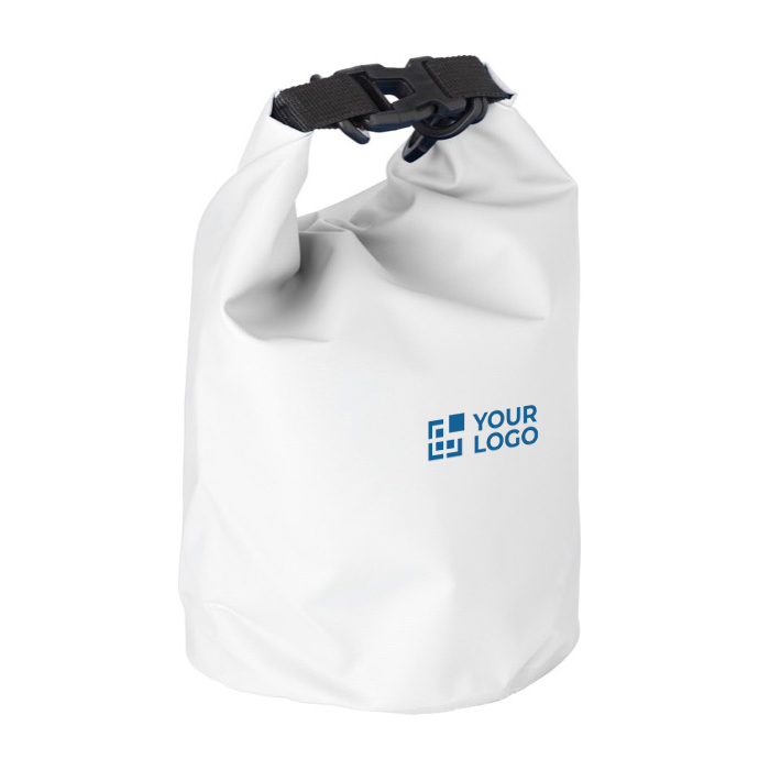 Sac étanche avec poignée réglable et capacité de 3,5L couleur blanc avec zone d'impression