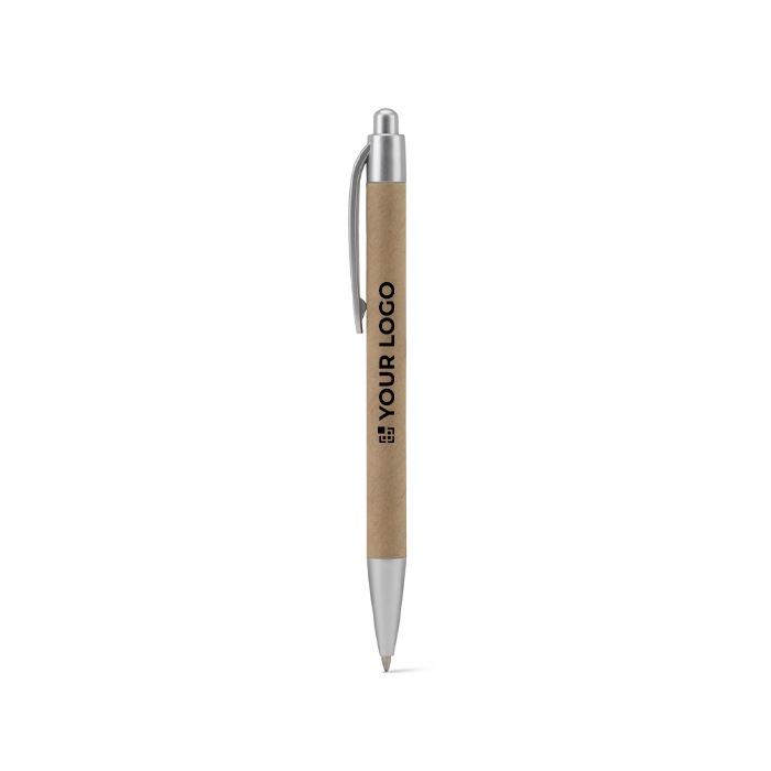 Stylo en carton écologique avec encre bleue avec zone d'impression