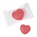 Bonbon dur en forme de cœur au goût de cerise couleur transparent