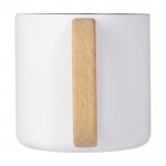 Mug en acier recyclé avec isolation et poignée en bois 360ml couleur blanc deuxième vue arrière