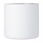 Mug en acier recyclé avec isolation et poignée en bois 360ml couleur blanc deuxième vue frontale