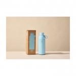 Thermos en acier et plastique marin avec verre bouchon 500ml couleur bleu pastel deuxième vue avec boîte