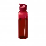 Bouteille transparente en plastique recyclé à poignée 650ml couleur rouge