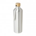 Grande bouteille à dragonne, aluminium recyclé et bambou 1L couleur argenté
