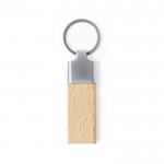 Porte-clés gravé en métal et en bois couleur naturel deuxième vue