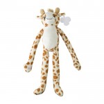 Girafe en peluche à mains velcro, étiquette personnalisable couleur multicolore première vue