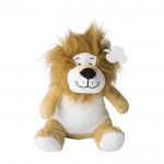 Lion en peluche avec yeux brodés, étiquette personnalisable couleur beige troisième vue