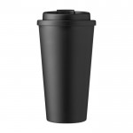 Mug en plastique avec couvercle à vis et ouverture 475ml couleur noir première vue