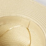 Chapeau publicitaire à large bord avec ruban couleur naturel quatrième vue