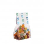 Sachet de Jelly Beans avec en-tête avec logo 100g couleur transparent vue principale