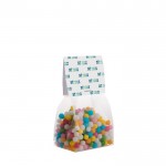Sachet de bonbons fruités avec en-tête personnalisé 100g couleur transparent vue principale