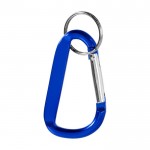 Porte-clés en aluminium recyclé fini métal à mousqueton couleur bleu roi deuxième vue frontale