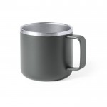 Mug publicitaire en acier et design bicolore couleur gris