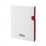 Carnet de notes personnalisé A4 couleur rouge avec une boîte