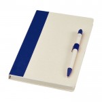 Set carnet et stylo en carton recyclé A5 pages lignées couleur bleu marine