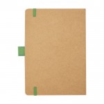 Carnet en papier recyclé avec porte-stylo A5 pages lignées couleur vert deuxième vue arrière