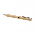 Set stylo bille et roller en bambou et cuivre à encre noire couleur naturel deuxième vue