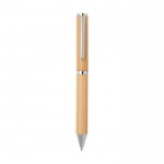 Set stylo bille et roller en bambou et cuivre à encre noire couleur naturel deuxième vue frontale