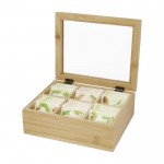 Boîte en bambou pour 36 sachets de thé couleur bois clair