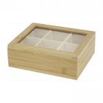 Boîte en bambou pour 36 sachets de thé couleur bois clair vue détail 1