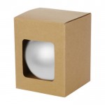 Boule de noël personnalisé avec le logo couleur argenté deuxième vue avec boîte