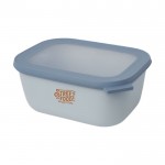 Grande lunch box multi-usage rectangulaire couleur bleu ciel vue avec impression tampographie