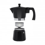 Machine à café italienne au design classique couleur noir troisième vue