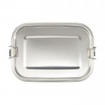 Boîte à lunch en acier recyclé avec fermoirs à clip 750ml couleur argenté deuxième vue frontale