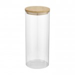 Grand bocal alimentaire en verre à couvercle en bambou 940ml couleur naturel