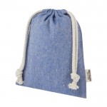 Petit sac en coton recyclé GRS à cordon de serrage 150 g/m² couleur bleu