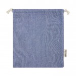 Sac moyen en coton recyclé GRS à cordon de serrage 150 g/m² couleur bleu deuxième vue arrière