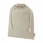 Grand sac en coton recyclé GRS à cordon de serrage 150 g/m² couleur naturel