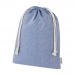 Grand sac en coton recyclé GRS à cordon de serrage 150 g/m² couleur bleu