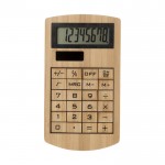 Calculatrice personnalisée solaire en bambou couleur bois vue de devant
