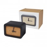 Horloge avec chargeur en calcaire et liège couleur noir troisième vue