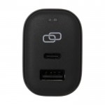 Adaptateur de voyage UE/UK/USA avec ports de type USB-C et A couleur noir vue détail 1